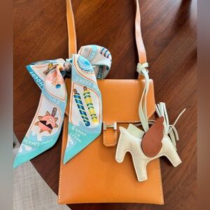 100% Authentic Hermes Envelope Bag / Hermes Twilly / Hermes Pegase Charm